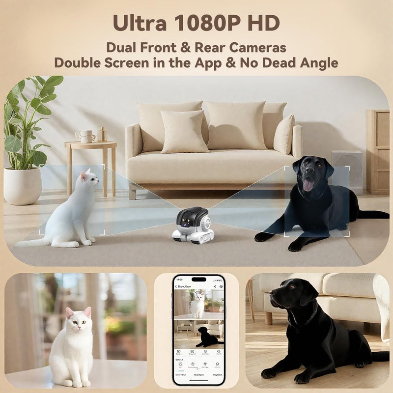 AEZ Robot Camera on Wheels 1080P Dual Lens,Security Indoor Camera with 2-Way Talk,Blinky Bot with Night Vision, Distance Bot 5200mAh Battery & App Control for Cats/Dogs/Baby/Elderly (SD/Cloud Storage) - Image 3